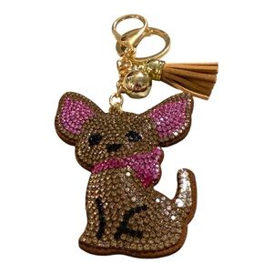 Chihuahua Puppy Keychain / Bag Charm – Rhinestone Bling with Tassel